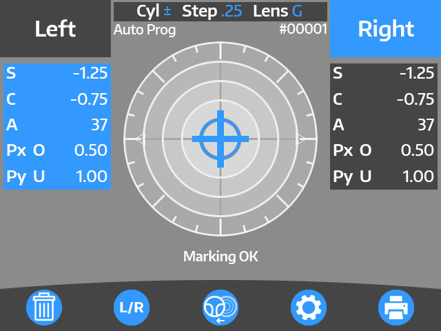 Reichert LensChek Plus Digital Lensometer Screen Sample