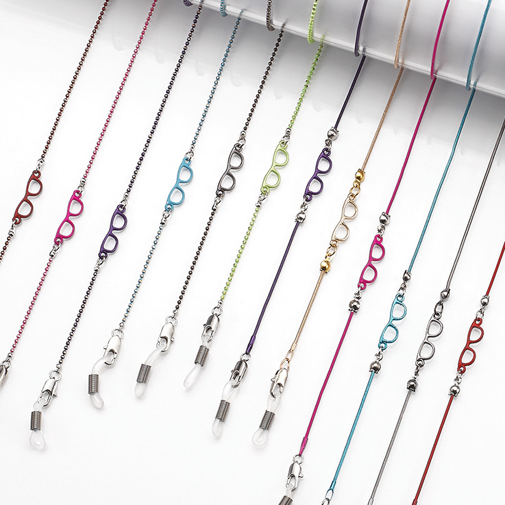 Chain Set, Metal Eyeglass in assorted colors