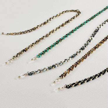 Bi-Color eyeglass chains made of acetate links with alternating gold links